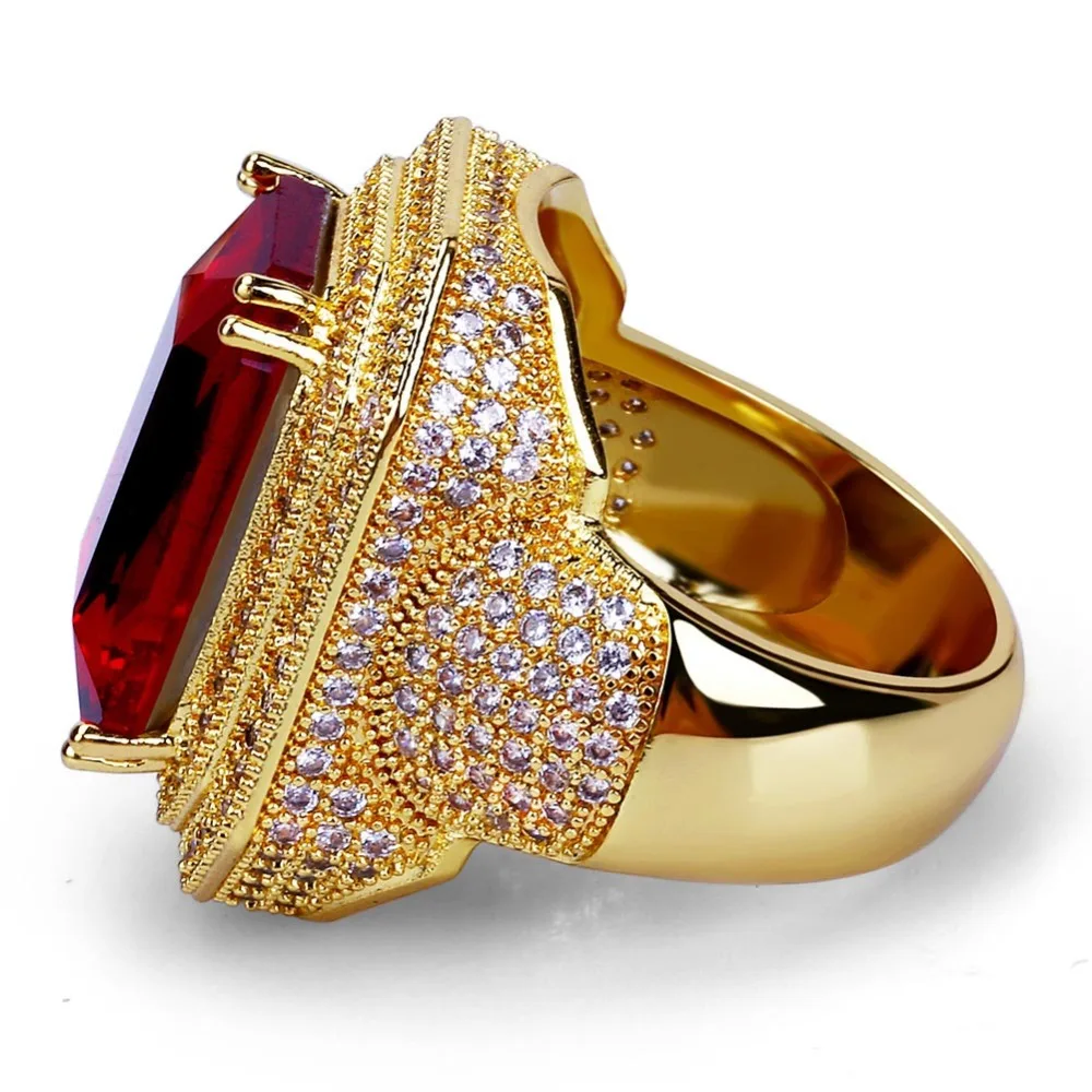 TOPGRILLZ, новинка, модное кольцо в стиле хип-хоп, позолоченное, покрытое Iced Out Bling, микро проложенный CZ камень, красные стразы, кольца с 7,8, 9,10, 11