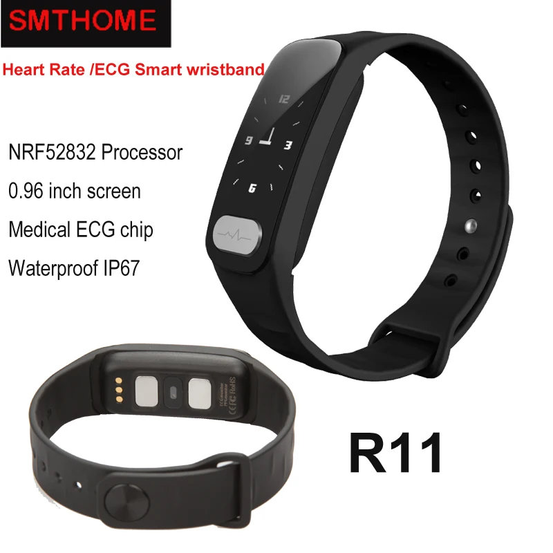 R11 ЭКГ Smart Band 0 96 дюймов Экран сердечного ритма крови Давление монитор сна умный