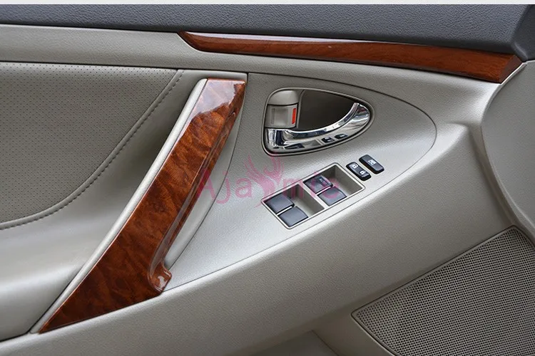 Аксессуары для Toyota Camry 2006-2011 интерьерный Деревянный Цветной дверной держатель планки панели рамка Комплект накладка Крышка для стайлинга автомобиля