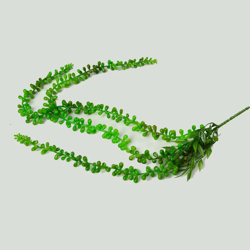 Green Искусственное растение любовник слезы суккуленты жемчуг мясистые лоза цветок висит ротанга стены садовый декор растения Цветок 70 см - Цвет: Green