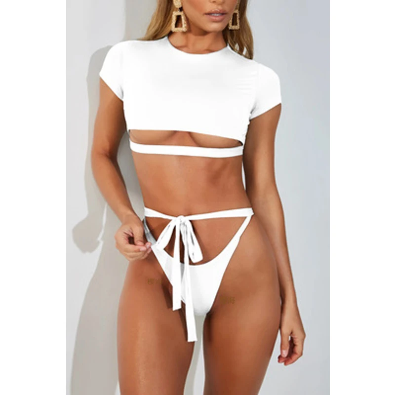 Brazilian Bandage Bikinis Women Sexy Vintage Swimsuit 2019 Thongs Bikini Set Female Retro Halter Swimwear Bathing Suit Biquini | Женская