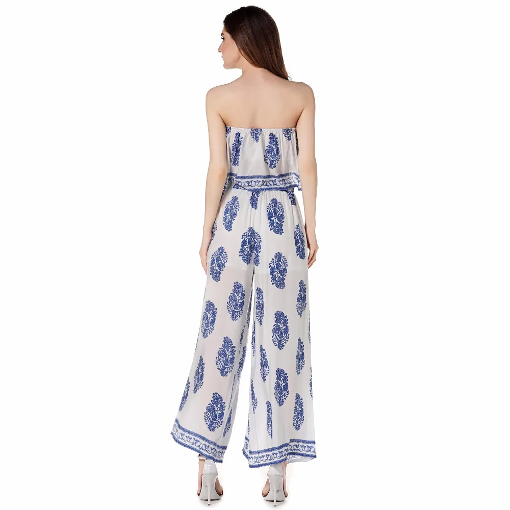 WLKE 2 Шт. Набор Комбинезон для Женщин 2017 Лето Без Бретелек Оборками урожай Вершины