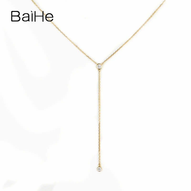 BAIHE, 18 К, желтое золото, 0.10ct, сертифицировано H/SI, с натуральными бриллиантами, свадебные женские трендовые ювелирные изделия, Красивые бриллиантовые ожерелья - Цвет камня: Necklaces 1