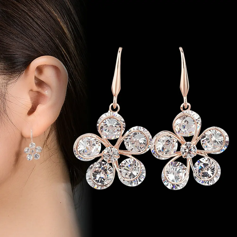 Женские длинные серьги-подвески ручной работы серьги с золотым и циркониевым