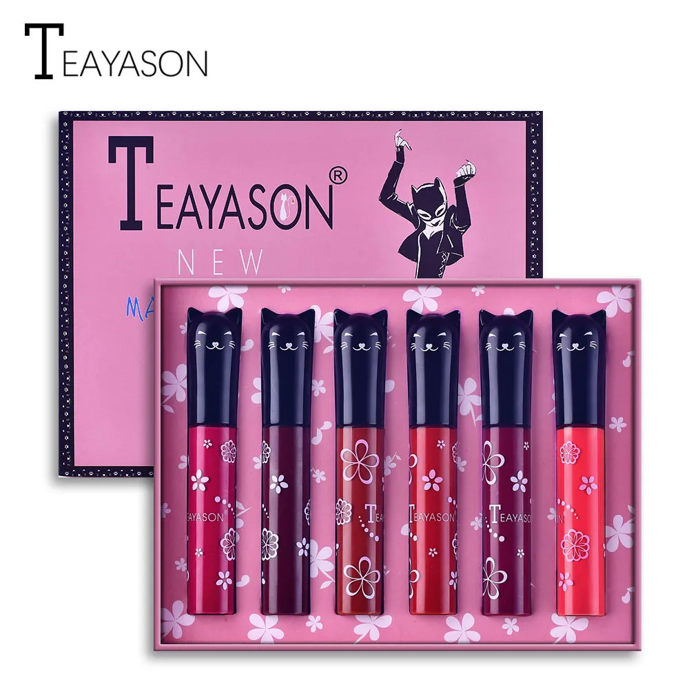 6 шт./лот водостойкая жидкая губная помада с матовой глазурью в виде кошки стойкий