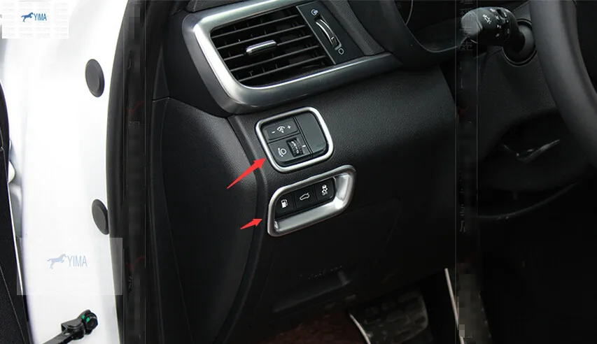 

Yimaautotrims Auto Accessory Head Lights Lamp Switch + Rear Trunk Button Frame Cover Trim Fit For KIA Optima K5 2016 ABS