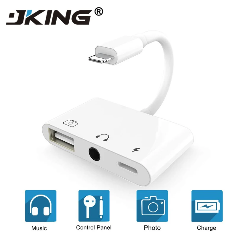 3 в 1 адаптер конвертер для Lightning до 3,5 мм аудио OTG USB 3,0 камера ридер с зарядным портом для iphone XS XR iPad/iPod