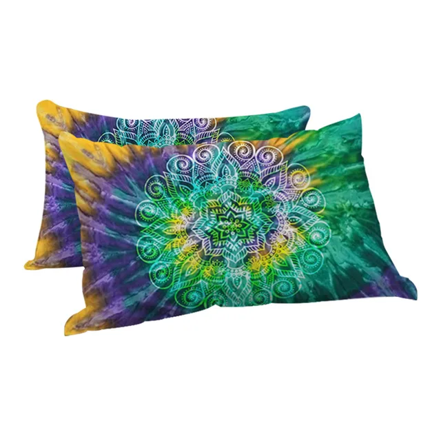BlessLiving Lotus Flower Sleeping Throw Pillow Tie Dye Bohemian Down Alternative Body Pillow Mandala Tye Dye Bedding 1pc 5