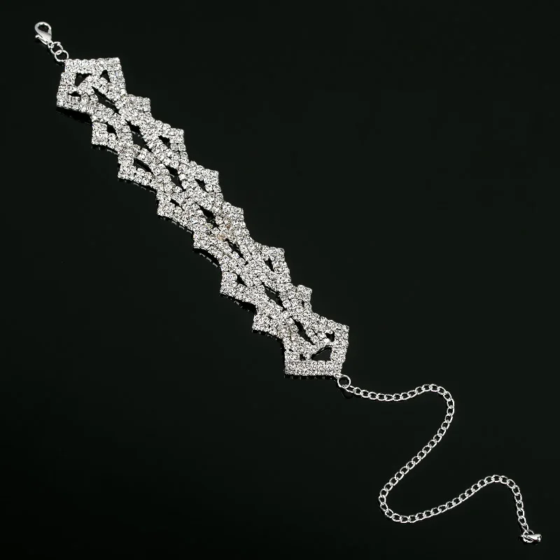 Фото YFJEWE Vinterly серебряный цвет браслет для женщин звено цепи браслеты из кристаллов и браслеты B173 №4