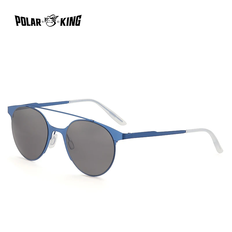 C05BlueSmoke Polarking из нержавеющей стали унисекс солнцезащитные очки UV400 мужские круглые старинные солнцезащитные очки мужские очки аксессуары для мужчин - Цвет линз: C05BlueSmoke