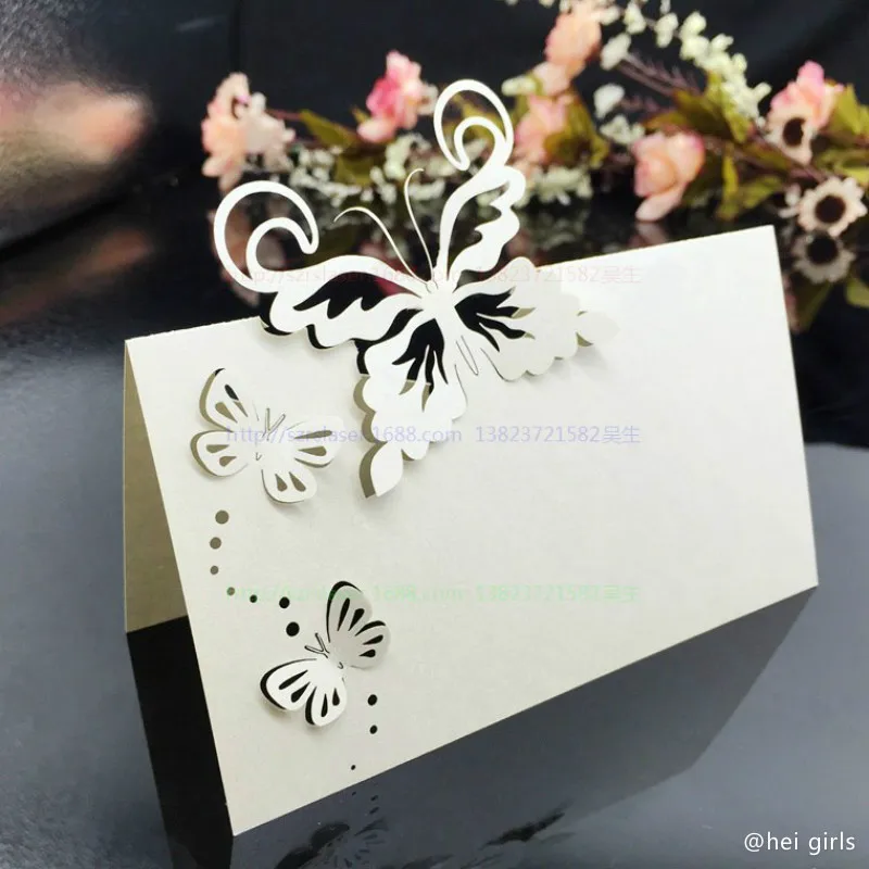 ZLJQ 100pcs Wedding Table Name Card Butterfly Invitation B Festival Party Decoration Supplies Navidad Decoracion 8D | Дом и сад