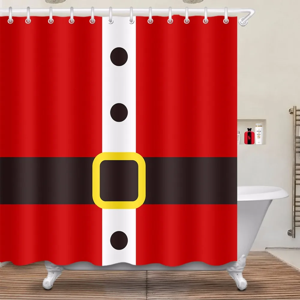 

LB Santa Claus Clothing Dress Up Shower Curtain Bathroom Mildew Resistant Washable Waterproof Polyester Fabric for Bathtub Decor