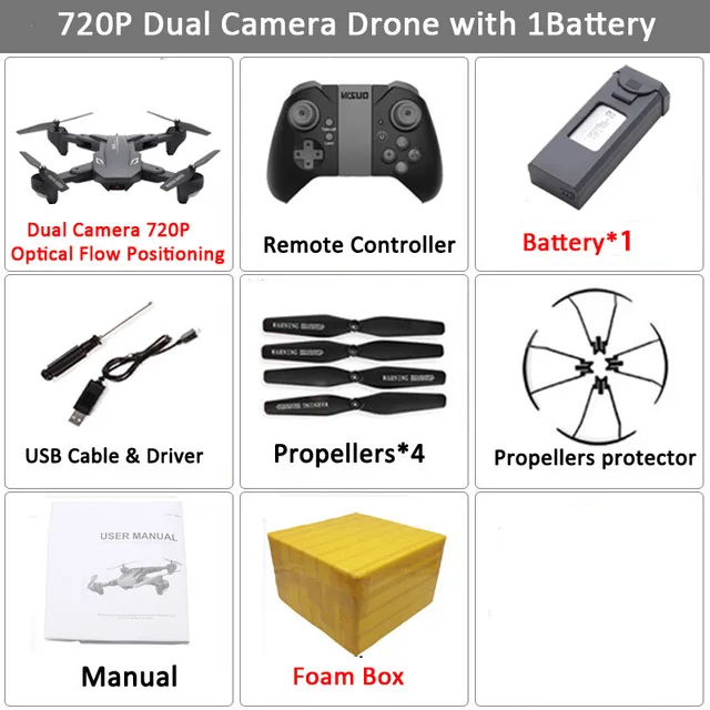 720p 1BAT FOAM BOX XS816 дрона с дистанционным управлением для контроля уровня сахара в крови с 50 раз зум Wi-Fi FPV 4 K/720 P двойная Камера оптического потока Квадрокоптер складной селфи Дрон VS SG106 M70 B4W - Цвет: 720p 1BAT FOAM BOX