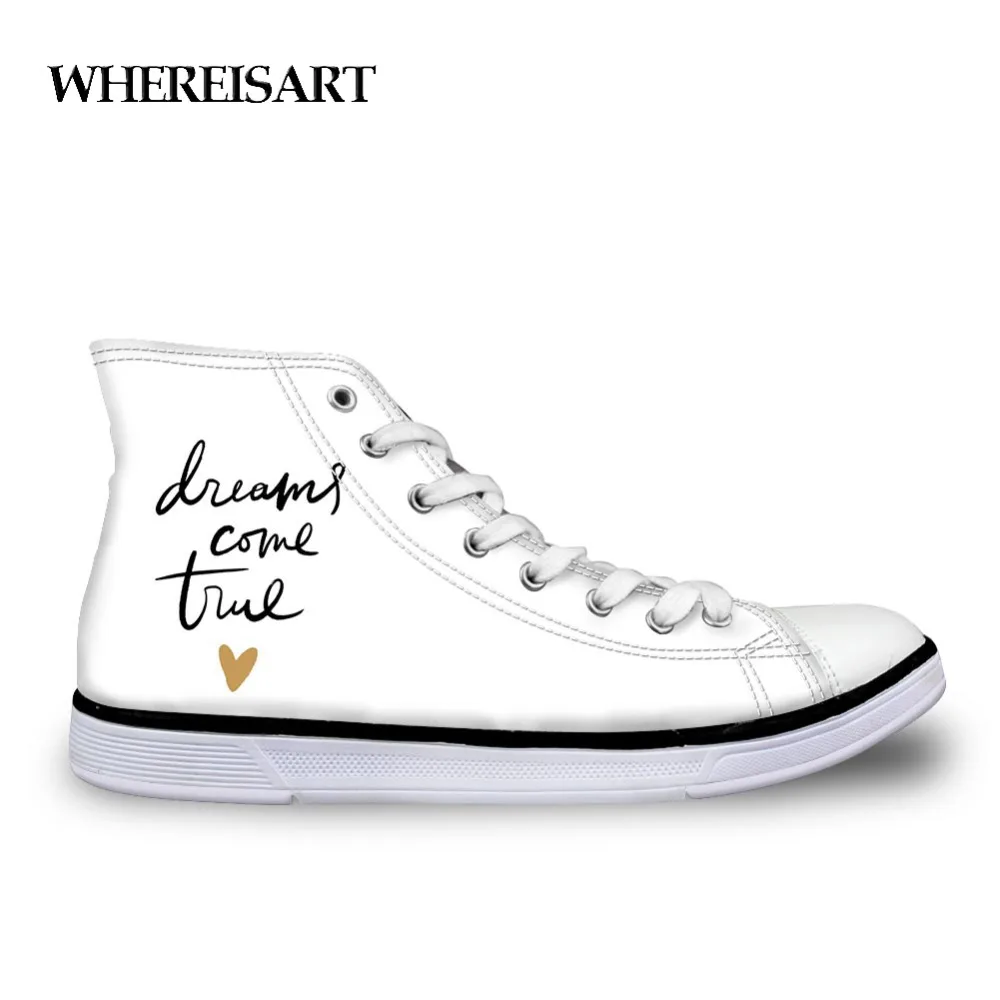 WHEREISART/простой дизайн Стильная белая парусиновая обувь с буквенным принтом для