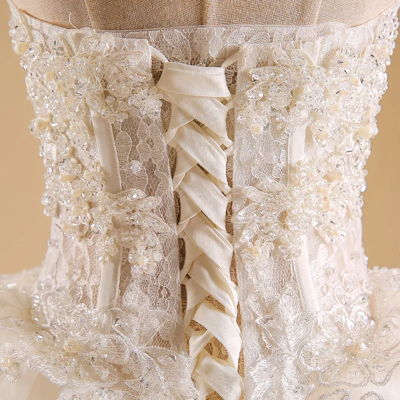 Роскошный Bling без бретелек Свадебные платья корсет легкий лиф свадебные бальные