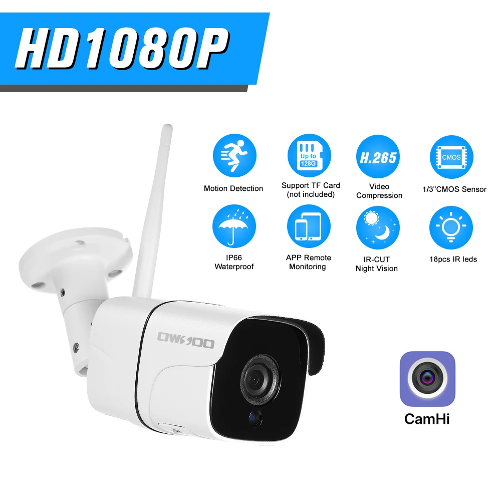 

Беспроводная IP-камера видеонаблюдения Full HD 1080P с поддержкой Wi-Fi