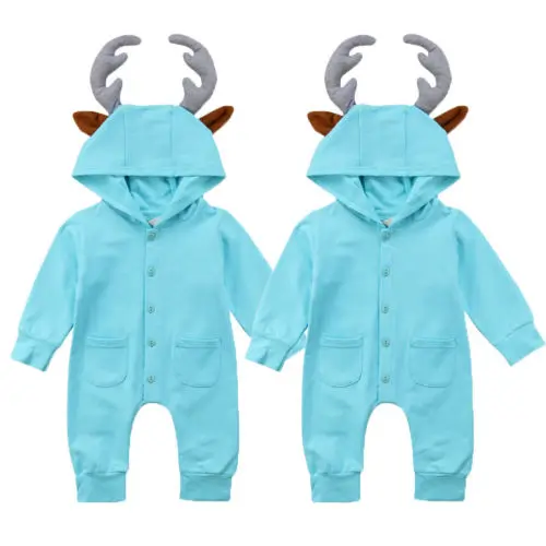 Комбинезон для новорожденных мальчиков и девочек с длинными рукавами капюшоном