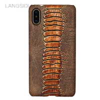 genuine leather ostrich foot grain case for iphone 13 12 11 pro max 12 mini x xs xr xs max mobile phone cover for iphone se 2020