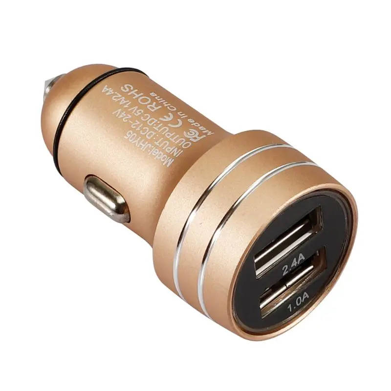 1A/2.4A металлический устройство для автомобиля с двумя портами USB Зарядное быстро