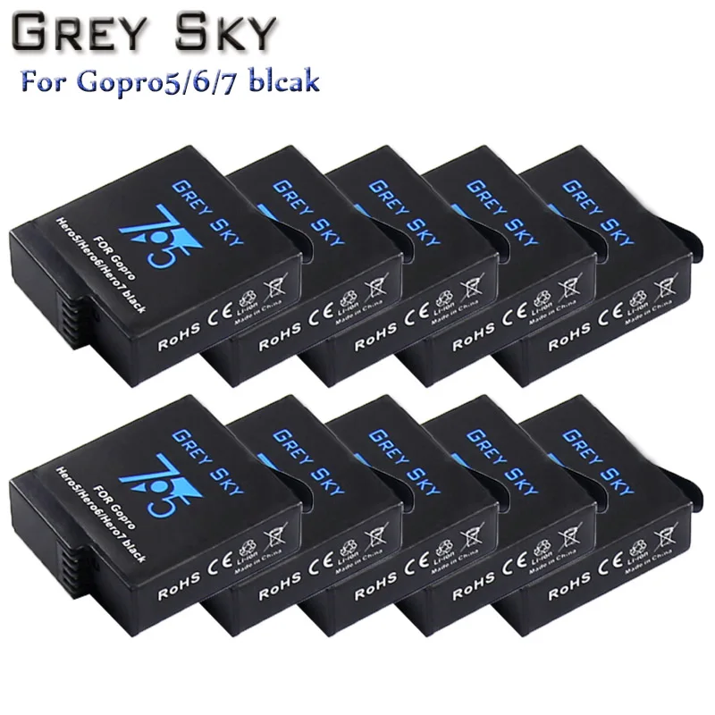 10 battery Аккумулятор 1600 мАч для GoPro hero 5 hero 6 hero 7 black Bateria Akku для GoPro hero 5 6 7 hero 5 AHDBT 501 - Цвет: 10 battery