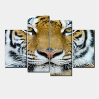 modern wall art home decoration printed oil painting pictures 4 panel hd canvas prints large tiger face living room decor