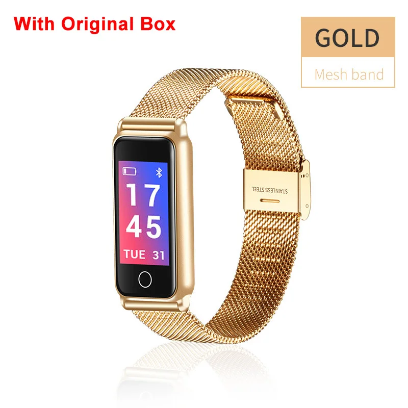 Steel Strap Gold Y8 фитнес умный браслет для мужчин и женщин стальной браслет часы спортивный браслет IP67 Водонепроницаемый сердечный ритм кровяное давление для Android iOS - Цвет: Steel Strap Gold