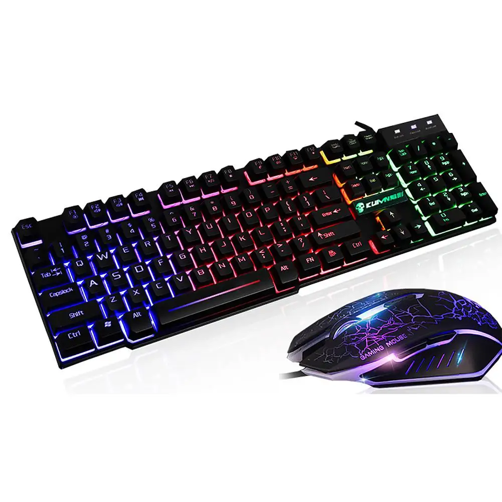 Studyset USB офисная Радужная подсветка клавиатура и мышь комплект механический для