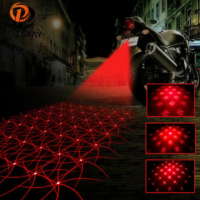POSSBAY Car Styling Anti Collision Rear-end Laser Tail Led Fog Light 3 Styles Patterns Motor Safety Warning | Автомобили и