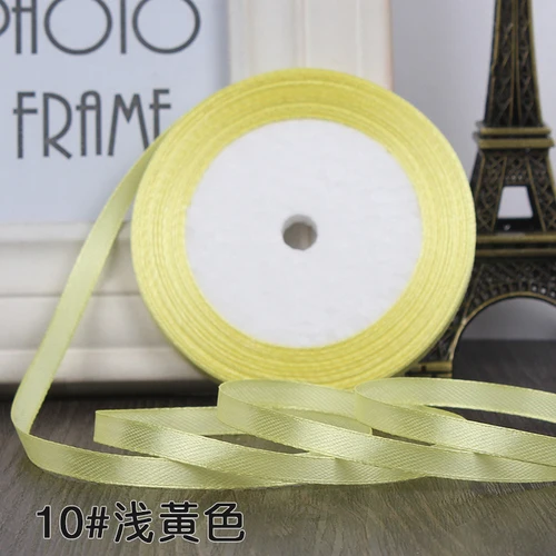 light yellow 22 метра 6 мм полиэстер атласные ленты для свадьбы рождественской вечеринки украшения DIY лук ленты для поделок открытки подарки упаковочные принадлежности - Цвет: light yellow