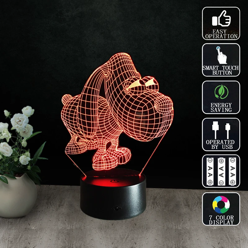 Собака ночник Childlike 3d Led Настольная лампа детский подарок Luminaria красочные