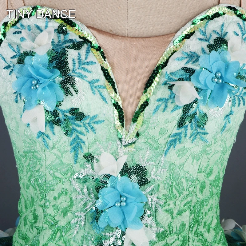 10 слоев жесткой Тюль Омбре зеленый Профессиональный Классический Балетная пачка