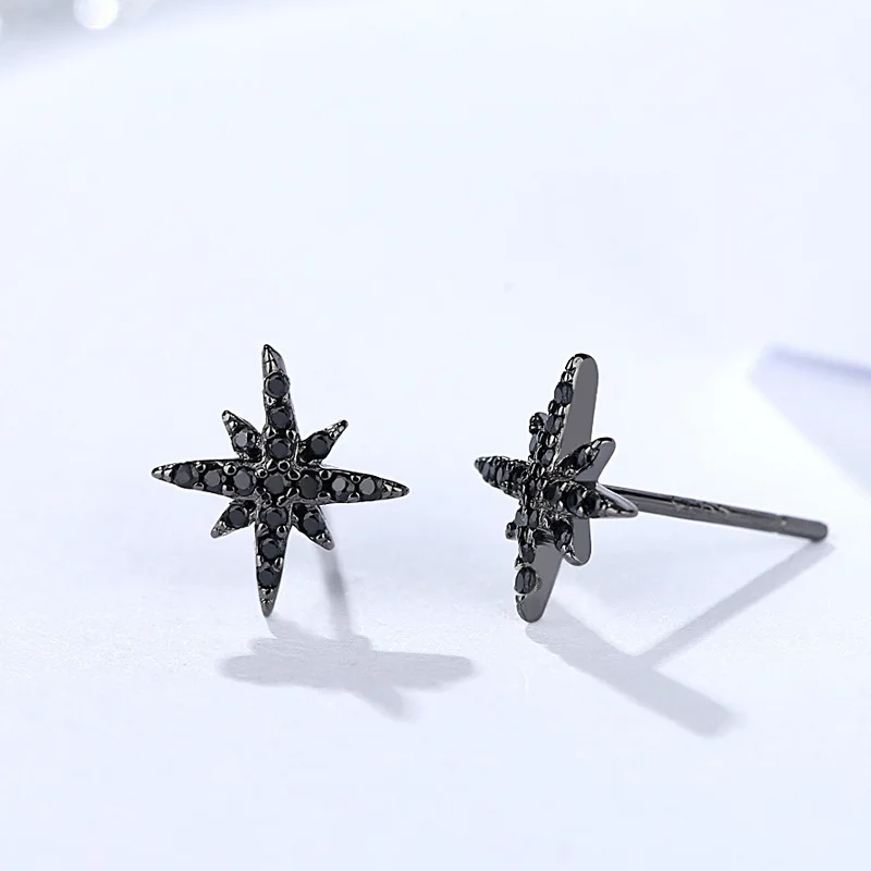

Fashion 100% real 925 sterling silver stud earrings for women pure S925 silver cubic zirconia earing jewelry accessories