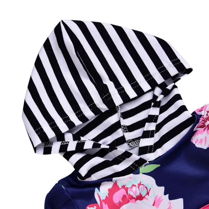 Осенне-зимняя толстовка с капюшоном и цветочным рисунком для маленьких