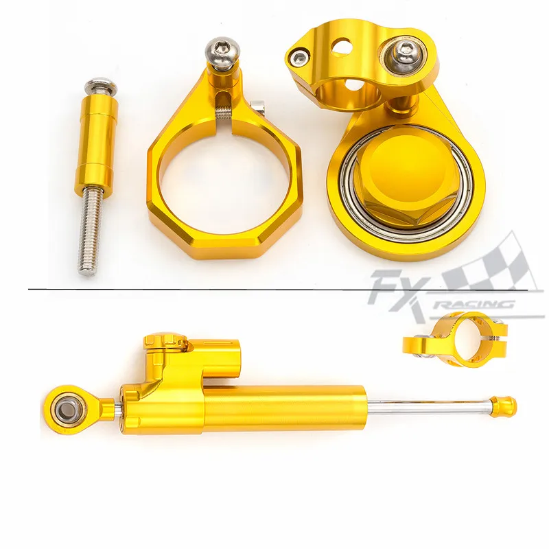 Gold Kit CNC мотоциклетный стабилизатор рулевой демпфер Монтажный кронштейн комплект поддержки для Suzuki GSXR600 GSXR750 06-10 GSXR1000 07-08 GSXR 600 - Цвет: Gold Kit