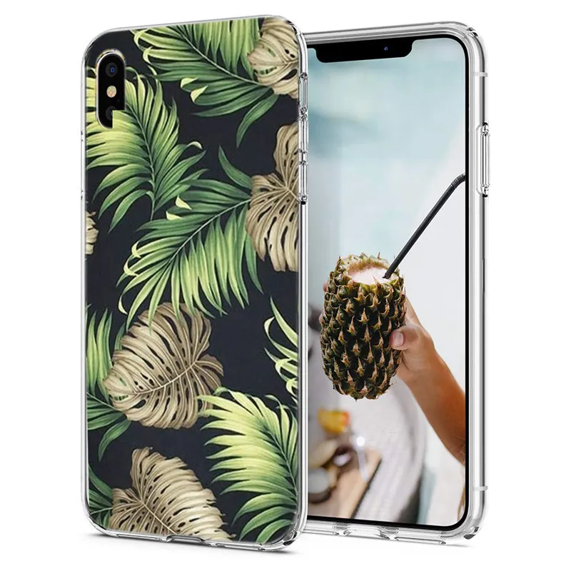 Чехол для iPhone X XS XR Max мягкий силиконовый чехол из ТПУ с рисунком тропических