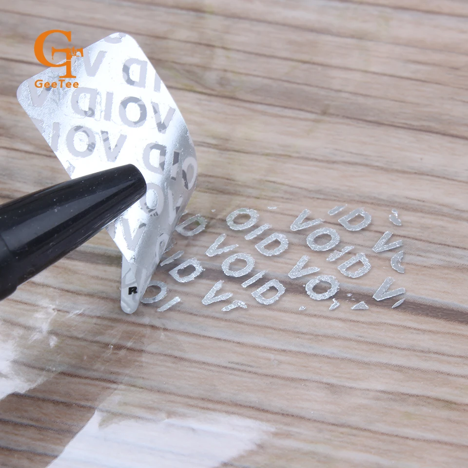 Одноразовые матовые серебряные предупреждающие наклейки Void при удалении