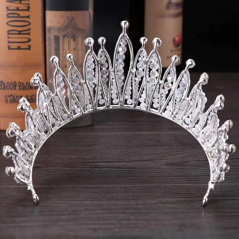 Роскошный Большой Кристалл Стразы свадебная тиара Коронки Принцесса Queen