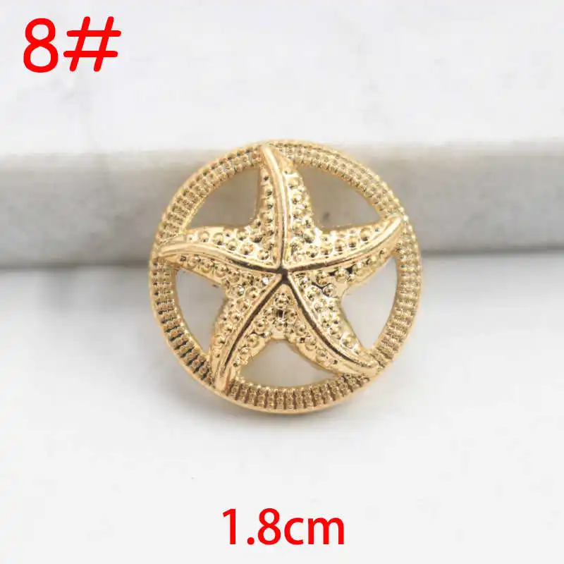 No8-1 1.8cm star Золотые, черные и Серебристые микс Звезда Сова Цветы Узор 10 шт 18 мм-38 мм металлические пуговицы, аксессуары для одежды, рубашки, брендовые пуговицы для пальто, P57 - Цвет: No8-1 1.8cm star
