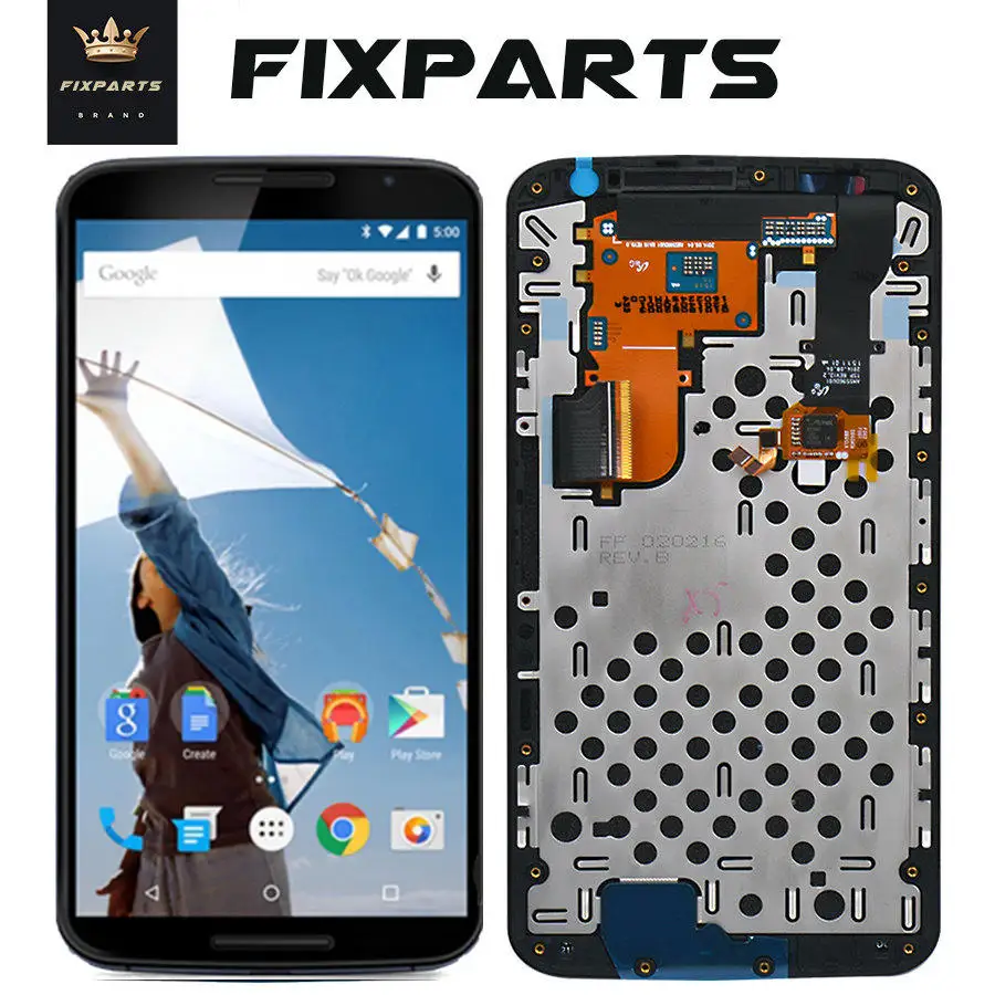 Оригинальный ЖК экран для Motorola Nexus 6 сенсорный с рамкой дигитайзер сборка Замена