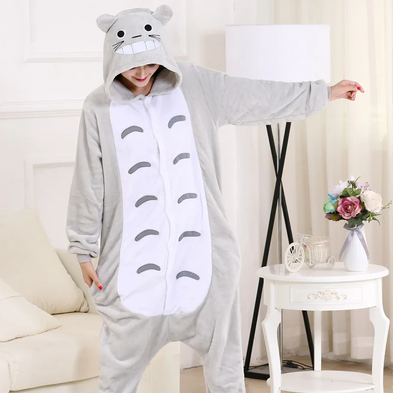 XXL Размер мультфильм Тоторо Onesie для женщин и мужчин пижамы ночной костюм набор