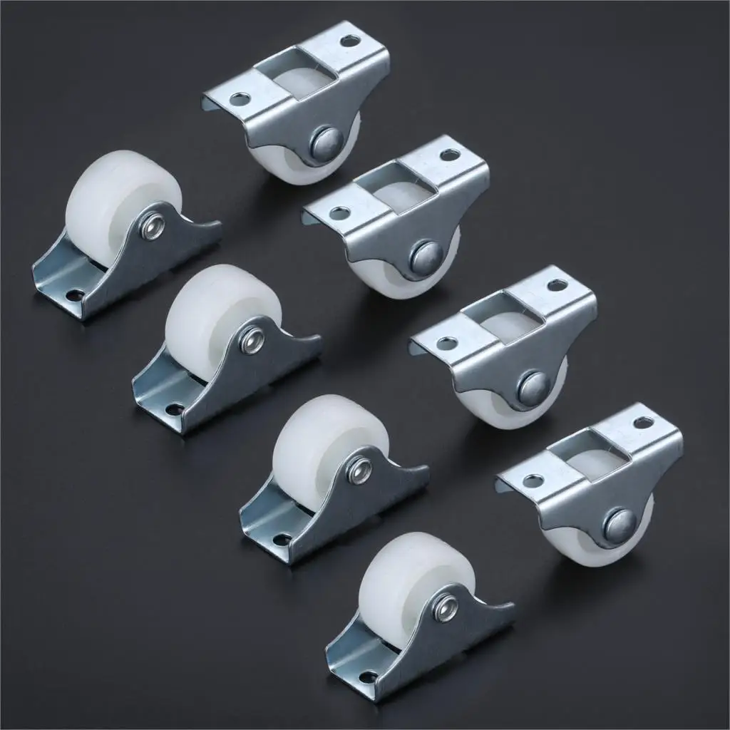 

8Pcs Furniture Caster Trolley Flat Top Plate Fixed Caster Wheel Chair Swivel Casters Small Machinery Trolleys 1/1.25/1.5inch