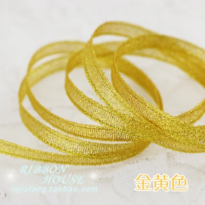 golden 22 м/лот) 1/4 ''(6 мм) коралловый розовый кристалл яркая атласная лента красочные Рождество подарок на день рождения посылка ленты ремесло diy - Цвет: golden