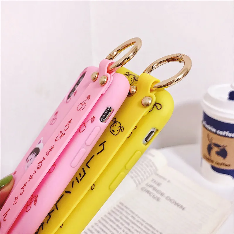 Crayon Shinchan Phone Cases For iPhone 6 6S 7 8 Plus Case Soft Glossy IMD Chibi Maruko Chan X XS MAX Wrist strap |