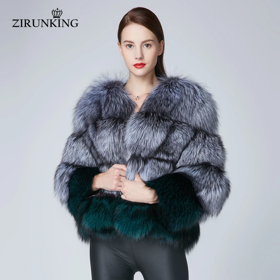 Женское пальто из натурального Лисьего меха ZIRUNKING зимняя теплая куртка женская