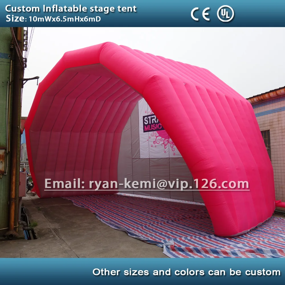 Бесплатная доставка Розовый 10 м гигантский надувной сценический тент большой