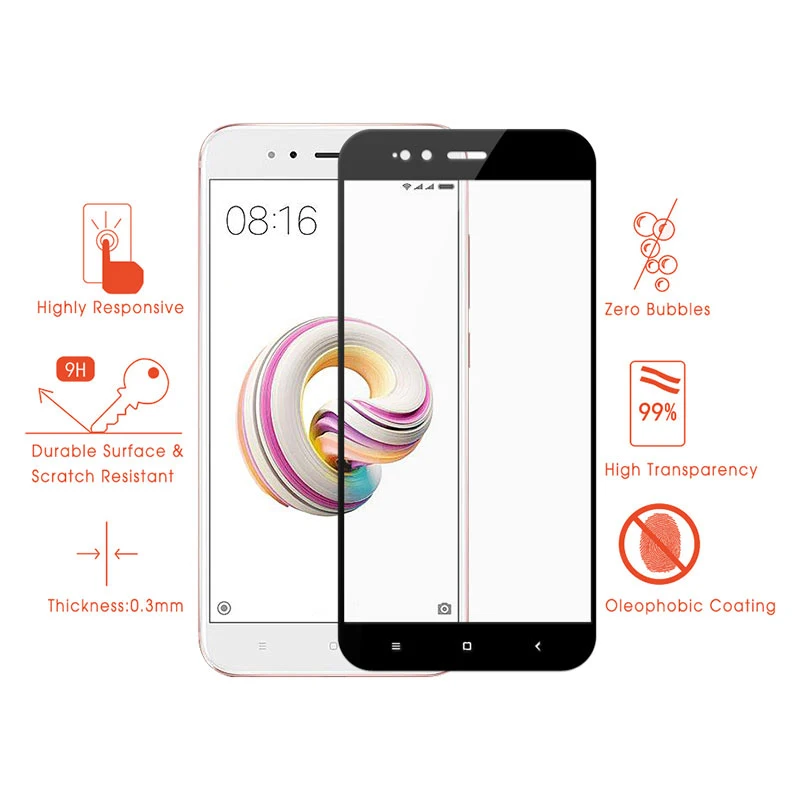 BUYFUN 9H закаленное стекло для Xiaomi Mi A1 чехол телефона защитное 2.5D Защита экрана XiaomiA1