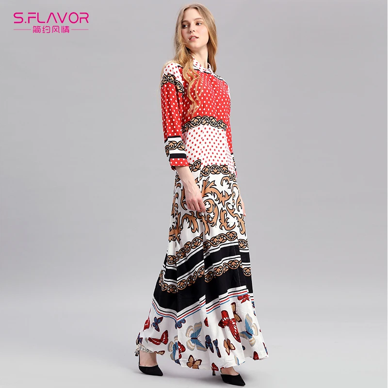 Женское длинное платье с отложным воротником S. FLAVOR элегантное облегающее в