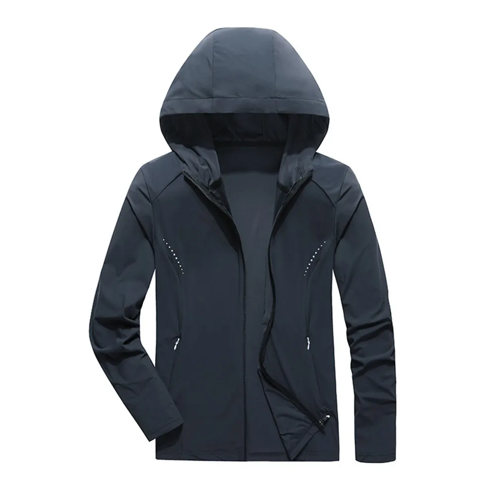 Dark Gray(Men) Пара Ультралегкая Водонепроницаемая летняя куртка с УФ защитой от солнца, пальто с капюшоном для мужчин и женщин, спортивные куртки для бега, рыбалки, походов - Цвет: Dark Gray(Men)