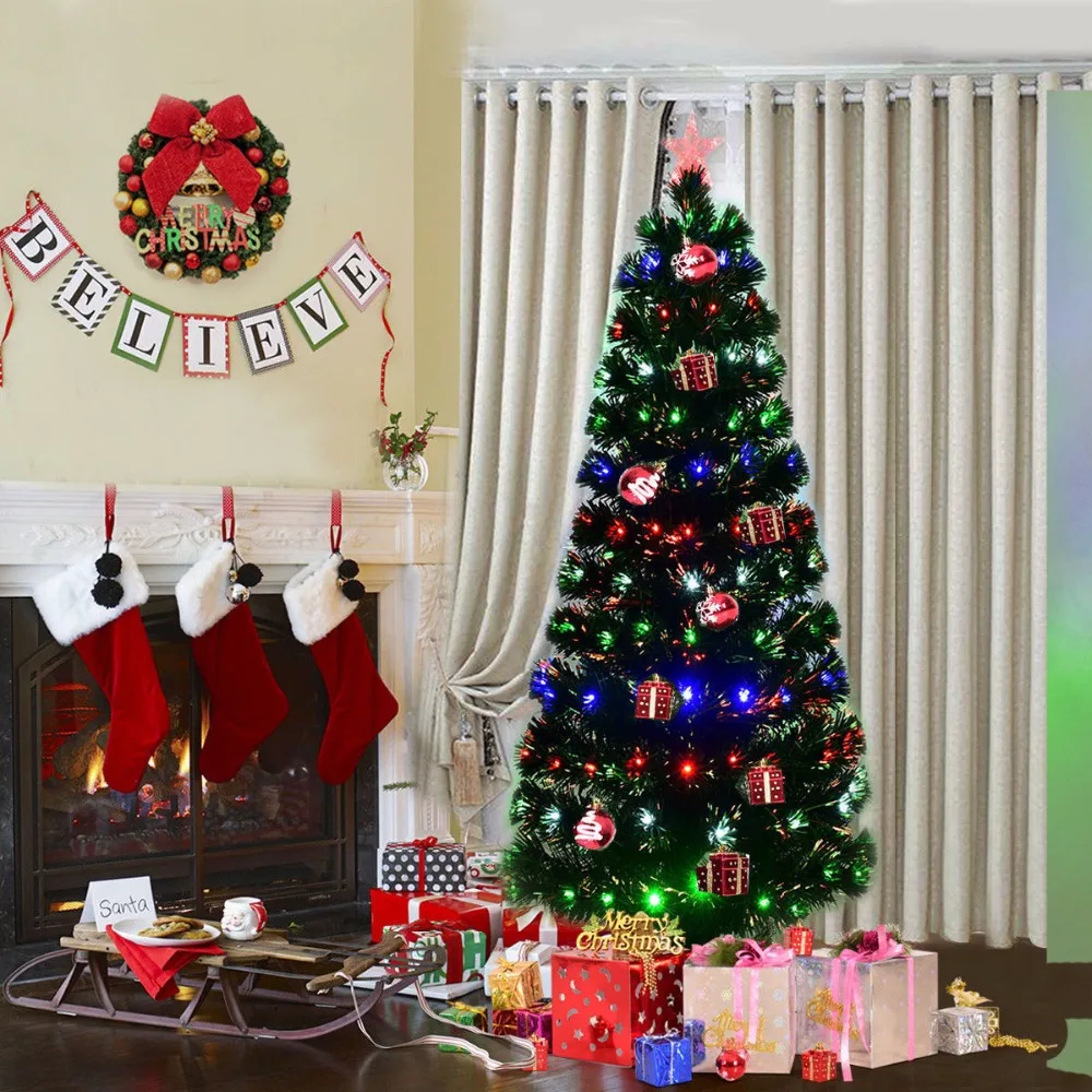 

Giantex 5Ft Fiber Optic Artificial Christmas Tree w/175 Multi-color LED Lights and Stand Modern Home Decoration CM20531