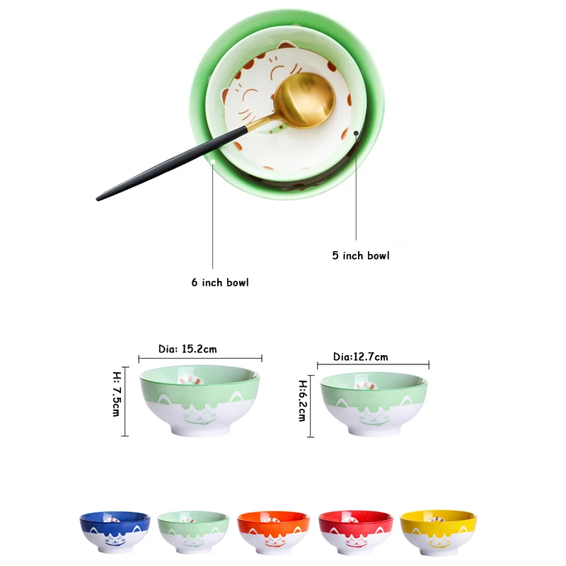 Милая миска для кошек контейнер еды ручная роспись рисовая с рисунком кота
